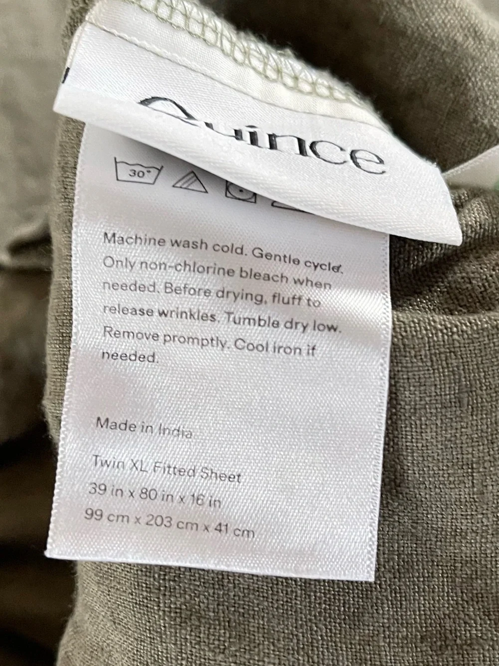 Quince European Linen Sheet Set, Twin XL (Dusty Olive) MSRP $144